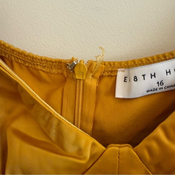 NWT Ei8th Hour Satin Puff Sleeve Mini Sz 16 Dress Mustard Cottagecore Romantic - Picture 13 of 13